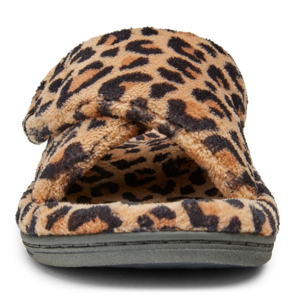 Vionic Slippers Ireland - Relax Slippers Beige Leopard - Womens Shoes Online | FKCVO-0245